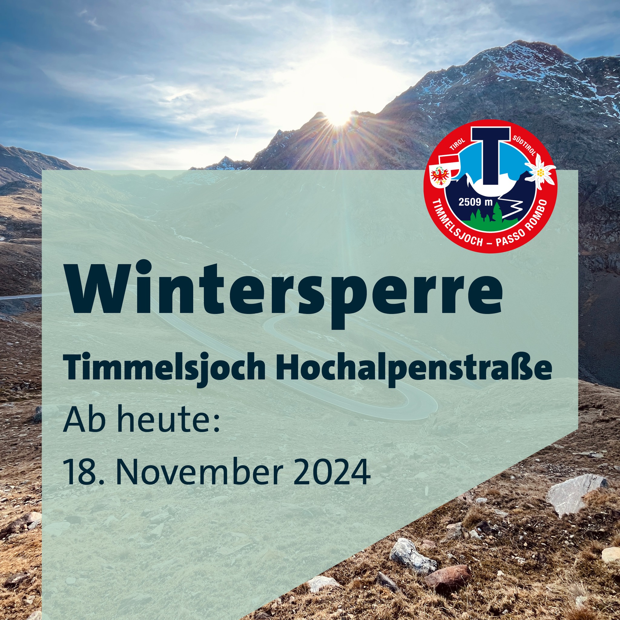 Timmlesjoch gesperrt ab 18.11.25